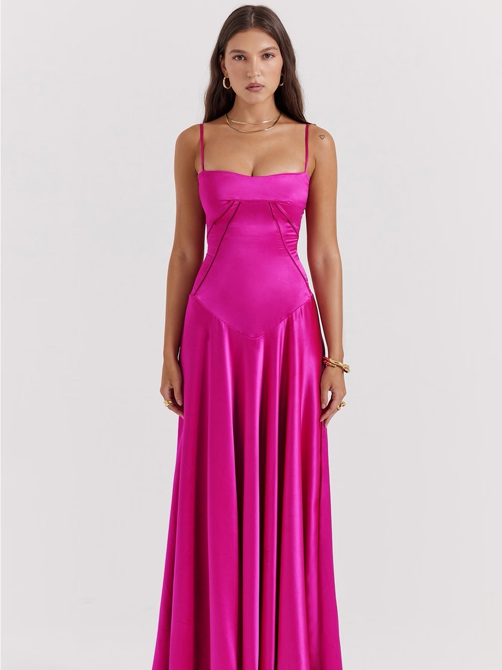 House of CB Anabella Hot Pink Maxi Slip Dress
